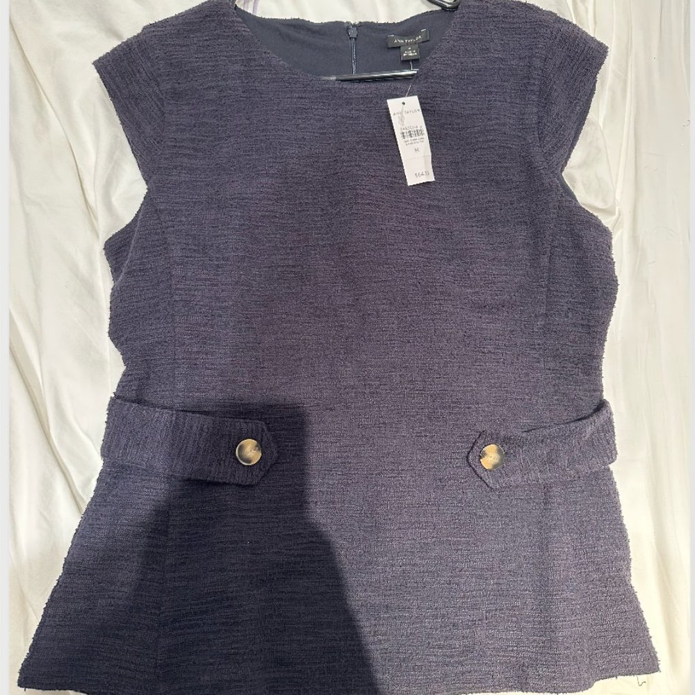 Ann Taylor Button Tab Cap Sleeve Top